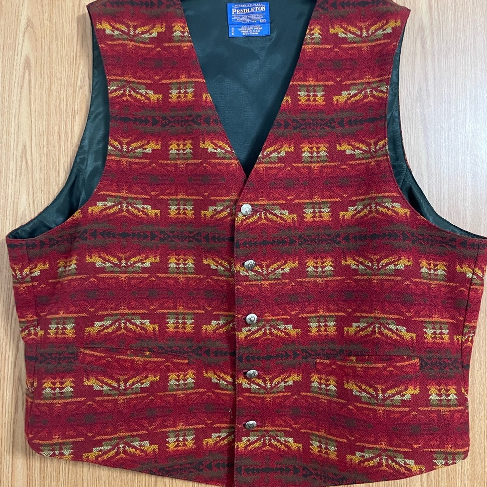 Pendleton Red and Yellow Southwestern Wool Vest